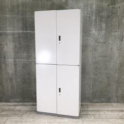 【上下両開きの定番キャビネットセット！A4サイズが6段分収納可能】■イトーキ(ITOKI)製　シンライン(THIN LINE)シリーズ　上下両開き書庫セット　ハイキャビネット　H2140㎜　■グレー　■シリンダー錠【弊社使用欄：A01094408 / A01094409】