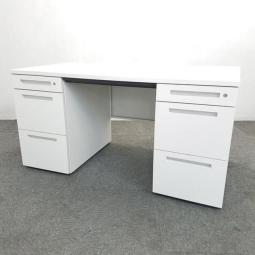【充実のワークスペースで作業効率アップ！】■イトーキ製　両袖デスク　W1400×D700×H720mm　ホワイト　■豊富な引出し収納で机上をスッキリ整理！【ITOKI　CZR】(T9）