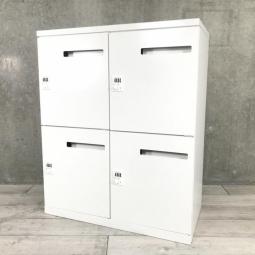 【西】4人用メールロッカーが入荷！棚板・投入口付で便利！！ダイヤル錠式！フリアド化におすすめ！■オカムラ/レクトライン/ホワイト　※非常用キーご希望の場合は別途ご連絡ください！