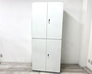 【定価約19万円】【奥行450mmでの書庫セット！高品質で安心のスチールキャビネット！】 ■プラス製　■上下両開き書庫セット　■ホワイト　■シリンダー錠