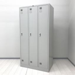 【ゆとりのある収納スペース！衣類や個人の荷物・貴重品の管理にオススメ！】■ウチダ(UCHIDA)製　システムロッカーシリーズ　NS-3型　3人用更衣ロッカー　W900×D515×1790㎜　■シリンダー錠　■グレー 【弊社使用欄：A01086707】
