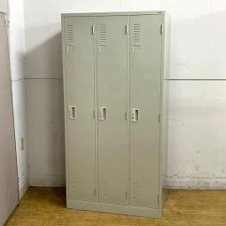 【限定2台】プラス　3人用更衣ロッカー　ニューグレー　カギ付き　シリンダー錠【愛知・名古屋・豊田・静岡・浜松】