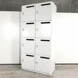 モバイルワーカーにオススメ！便利なメールポスト付！内田洋行製の8人用ロッカーが入荷！
■内田洋行/HSパーソナル/ホワイト　ダイヤル錠　配線タップ有