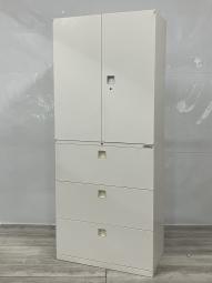 【中古】【オフィスの定番】　■上下書庫セット　■3段(3段ラテラル)×観音開き(両開き)　■引き出し　■白　■ホワイト　■キャビネット　■収納　■ラック　■棚　※愛知※名古屋※豊田※三重
