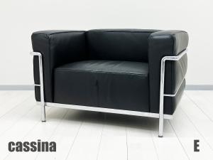 E)cassina/カッシーナ　コルビジェ LC3 1人掛け　本革　刻印あり　ブラック
