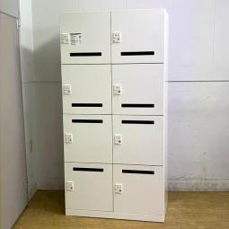 【在庫入替セール】オカムラ　ピクスライン　8人用パーソナルロッカー　ホワイト　メールポスト付き　ダイヤル錠による安心感抜群の施錠管理　※暗証番号検索キーは別途作成可能【愛知・名古屋・豊田・静岡・浜松】