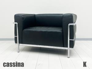 K)cassina/カッシーナ　コルビジェ LC3 1人掛け　本革 刻印あり ブラック