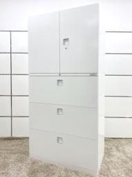 【使いやすいサイズが人気です！】■オカムラ製　レクトラインシリーズ　上下書庫セット　2段両開き＋3段ラテラル　H1810mm　ホワイト【okamura　Rectline】