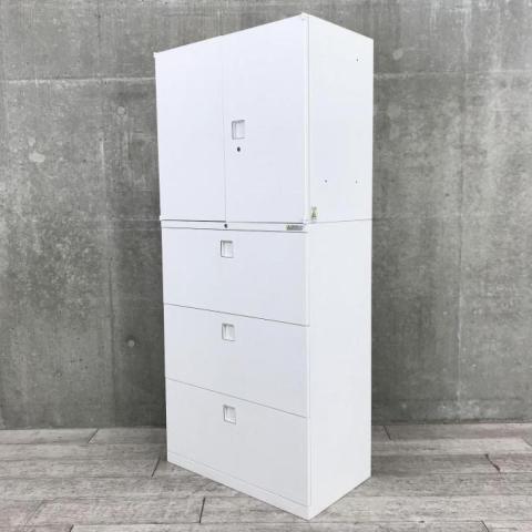 【中古】レクトライン  オカムラ（okamura） ハイキャビネット／両開き＋3段ラテラル