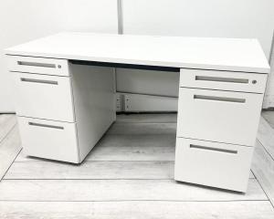 【あらゆる空間に調和するシンプルデザイン！両袖付きで収納量抜群！上長席にもおすすめ】■イトーキ(ITOKI)製　CZRシリーズ　両袖机　幅1400㎜　■シリンダー錠　■ホワイト　【弊社使用欄：A01095657】