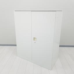 【オフィスの書類をスッキリ整理！取っ手がどの方向からでも開くマルチハンドルが人気の書庫シリーズ！】■オカムラ(okamura)製　レクトライン(Rectline)シリーズ　両開き書庫　ローキャビネット　■ホワイト天板付き　■シリンダー鍵　■ホワイト