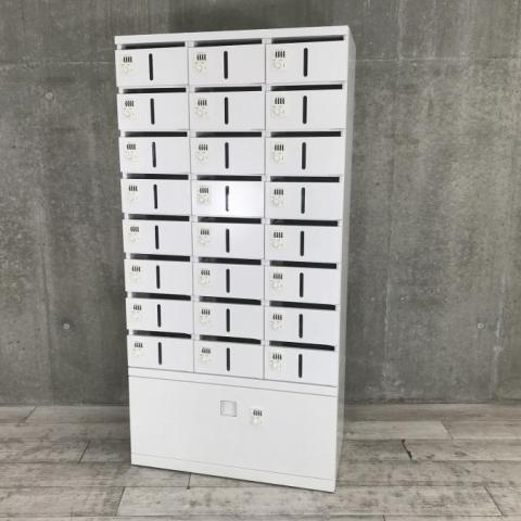 9月末入荷予定!【24名用のメールボックス+1ラテ!貴重品管理にオススメ!】■オカムラ製 24名用のメールボックス+1ラテ ■ホワイト ■ダイヤル錠