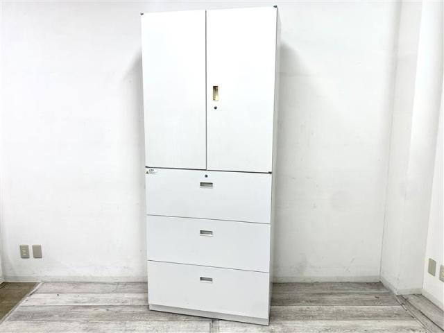 【中古】シンライン HTM-109HSS-W9 イトーキ（ITOKI） ハイキャビネット／両開き＋3段ラテラル