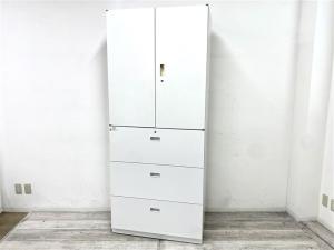【定価約20万円】【オフィスの書類をまとめて整理！取っ手がどの方向からでも開くマルチハンドル！人気の書庫セット！】　■イトーキ/シンライン　■3段ラテラル　両開き　■ホワイト　■シリンダー錠