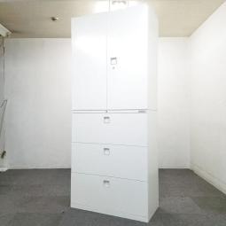 【1セット入荷】オカムラ（okamura）レクトラインシリーズ　書庫セット（両開き＋3段ラテラル）　■色：ホワイト　シリンダー錠タイプ