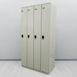 【増員やレイアウト変更にオススメ！コートやジャケットも収納可能！】■ライオン製　4人用更衣ロッカー　W900×D500㎜　■シリンダー錠　■グレー