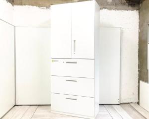 【オフィスの整理整頓に大活躍！両開き＋3段ラテラルの書庫セット！これ1台でマルっと収納！】■ウチダ(UCHIDA)製　ハイパーストレージ(HS)シリーズ　両開き＋3段ラテラル　書庫セット　ハイキャビネット　H2150㎜　■ホワイト　■シリンダー錠　【弊社使用欄：A01051862】