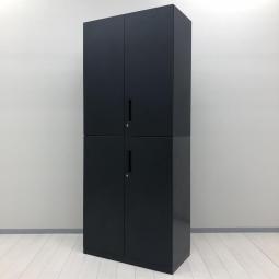 【定価約18万円】　【収納物がひとめで分かる両開き戸の書庫セット商品！】■コクヨ（KOKUYO）製　エディア（EDIA）シリーズ　両開き＋両開き　書庫セット　ハイキャビネット　本棚　■シリンダー錠　■ブラック