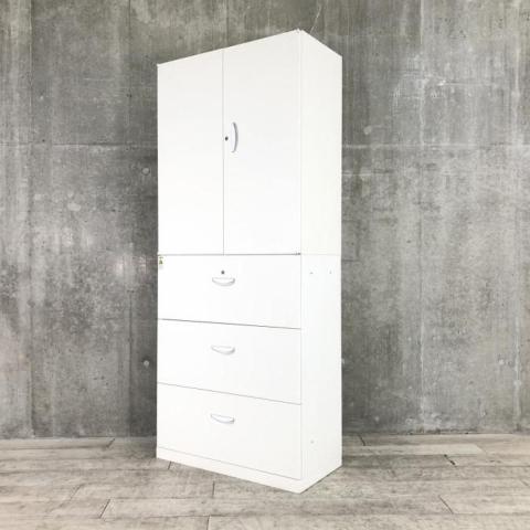 【中古】QUWALL  生興 ハイキャビネット／両開き＋3段ラテラル