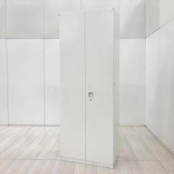 スリム/希少/オススメ　オカムラ(okamura)製　レクトライン(Rectline)シリーズ　両開き書庫　ハイキャビネット　W800㎜×D450㎜×H2150㎜　■シリンダー錠　■ホワイト