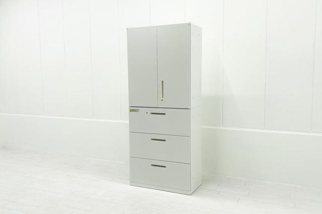 【OI】【オフィスの整理整頓に大活躍!両開き+3段ラテラルの書庫セット!これ1台でマルっと収納!】■ウチダ(UCHIDA)製 ハイパーストレージ(HS)シリーズ 両開き+3段ラテラル 書庫セット ハイキャビネット H2100㎜ ■ホワイト ■シリンダー錠 オフィスバスターズ 水戸サテライト 大子町 北茨城市 高萩市 日立市 常陸太田市 常陸大宮市 那珂市 東海村 ひたちなか市 城里町 水戸市 笠間市 茨城町 大洗町 小美玉市
