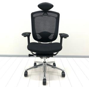 ☆人気のヘッドレスト付！【在庫入替セール品！（本在庫限定価格）】　■オカムラ　コンテッサチェア　可動肘付　ブラック　エクストラハイバック　■上質でスタイリッシュなデザイン！高機能で快適な座り心地で快適キープ！　※キズあり特価品！【Okamura　Contessa】★