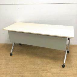 【定価約8万円】【天板跳ね上げ式でコンパクトに収納！キャスター付きで移動も楽々！】■コクヨ/リーフライン　■ナチュラル　■スタックテーブル　■W1500　D450　H720