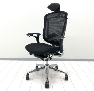 【人気のヘッドレスト付!上質でスタイリッシュなデザイン!】■オカムラ コンテッサチェア 可動肘付 ブラック エクストラハイバック ■高機能で快適な座り心地で快適キープ! 【在庫入替セール品!(※キズあり特価品)】 【Okamura Contessa】★