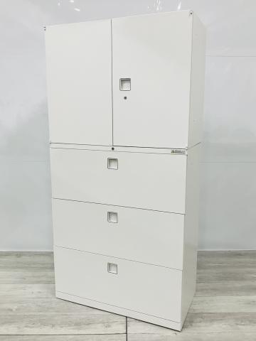 【中古】レクトライン 4B311Y ZA75 オカムラ（okamura） ハイキャビネット／両開き＋3段ラテラル