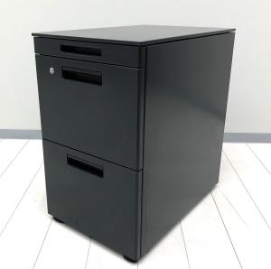 【スタイリッシュでオシャンティなブラックカラー！】■コクヨ製　ジーティーシリーズ　3段ワゴン　H650mm【ハイワゴン】　シリンダー錠　■デスク周りをスマートに一括管理！モバイルワゴン！【KOKUYO　GT】【ABW】