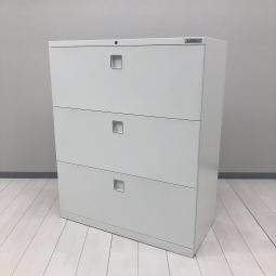 【在庫入替セール品！（本在庫限定価格）】【A4ファイルを効率よく収納！人気のシステム収納シリーズ！】オカムラ（okamura）製　レクトライン（Rectline）シリーズ  3段ラテラル書庫　■シリンダー錠　■ホワイト 【弊社使用欄：A01079977】【HU】