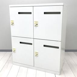 【在庫入替セール品】【ダイヤル部分日焼けの為特価】オカムラ（okamura）製　4人用パーソナルロッカー　投入口有　W900×D450×1100㎜　■ホワイト　■ダイヤル錠