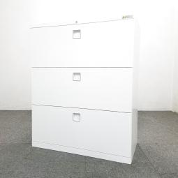 【在庫入替えセール！】オカムラ製｜レクトラインシリーズ｜マルチアクセスハンドル搭載により使い勝手抜群！中古　ラテラル書庫　ホワイト　人気