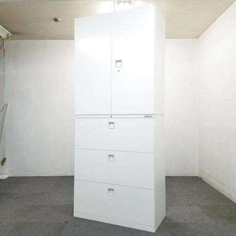 【中古】レクトライン  オカムラ（okamura） ハイキャビネット／両開き＋3段ラテラル