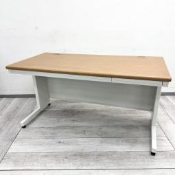 【一部は10月21日入荷予定】平机　プラス（PLUS）　リード（LEED）　ミディアムウッド天板×ホワイト脚　配線ダクト2か所付き　ゆったりめな1400mm　引き出しで細やかな収納も可能【愛知・名古屋・豊田・静岡・浜松】