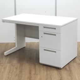 イナバ製　デュエナ　ホワイト　W1200xD700xH720サイズ　配線Kタイプ　シリンダー　収納も充実で使い勝手抜群！　スタンダードな片袖机！　W1200片袖机！！