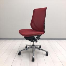 【体の動きを自然にサポート！人間工学に基づいた快適な座り心地！】 ■オカムラ製　ゼファーチェア　肘無　ハイバック　■レッド　背面メッシュ　ブラックシェル【Okamura　Zephyr】