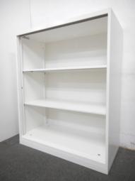 【在庫入替セール品！】収納物を一望できる扉無オープンキャビネット！A4ファイルを3段収納可能！
■オカムラ/レクトライン（Rectline）/ホワイト　※引戸書庫の扉を外した仕様となるためレール痕がございます。