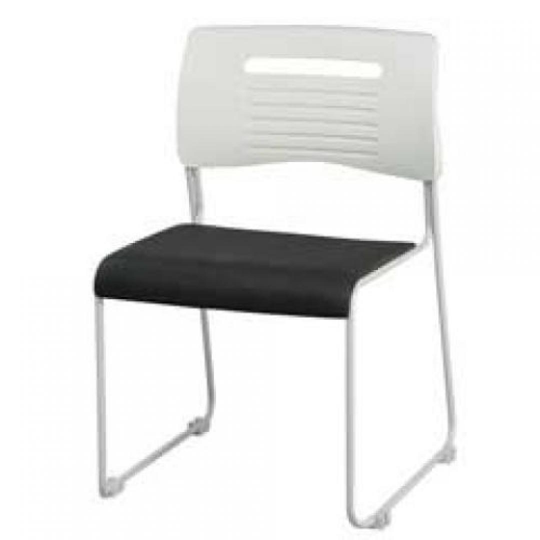 スタッキングチェア　■　座面がブラック（布）　■　背面がホワイト（樹脂）【会議チェア】
                                    新品
            