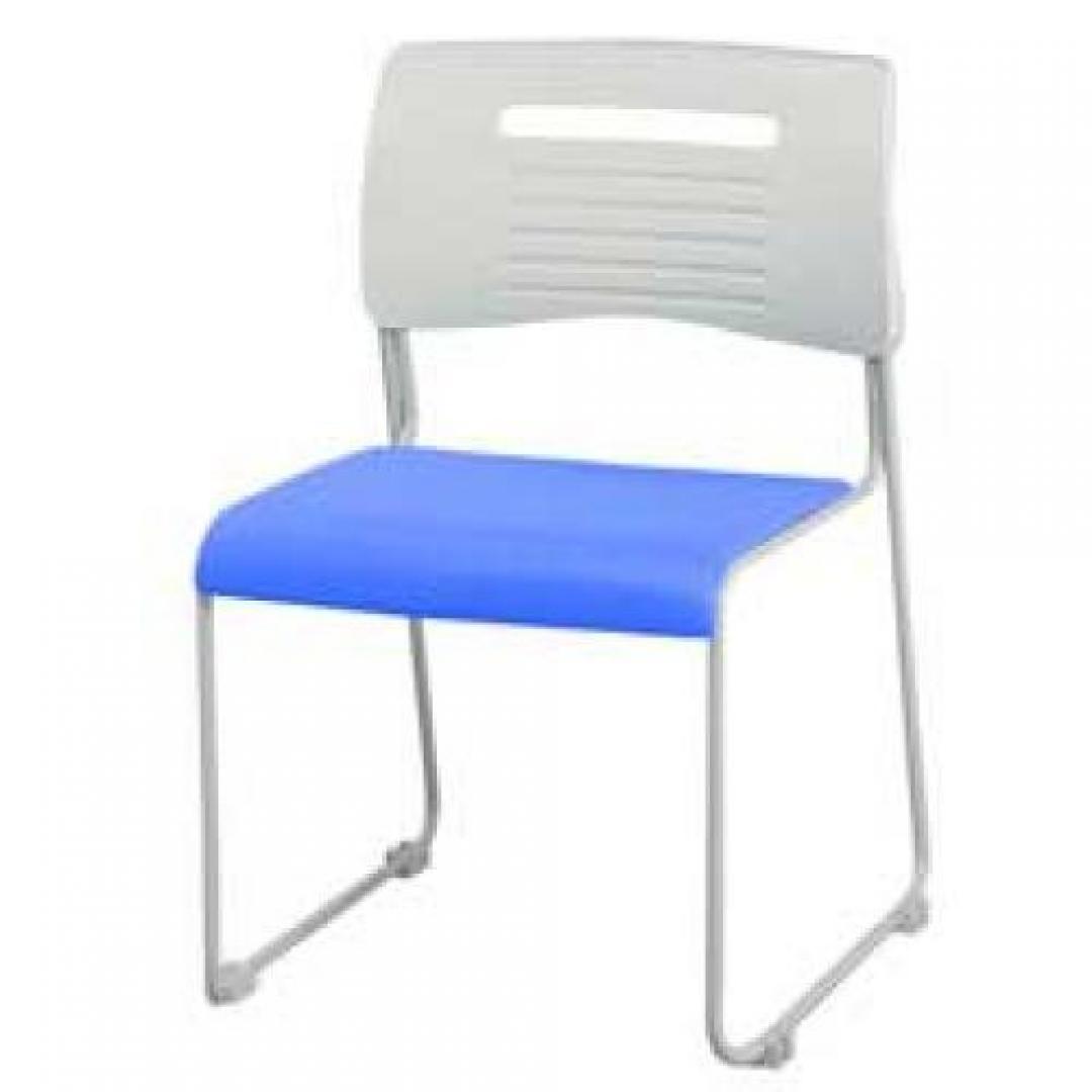 スタッキングチェア　■　座面がブルー（布）　■　背面がホワイト（樹脂）【会議チェア】
                                    新品
            