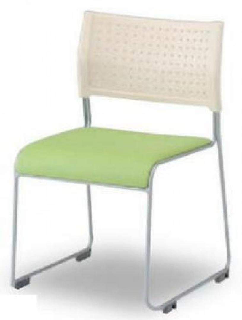 スタッキング　■背面：ホワイト／座面：グリーン　■新品なら台数揃います！【会議チェア】
                                    新品
            