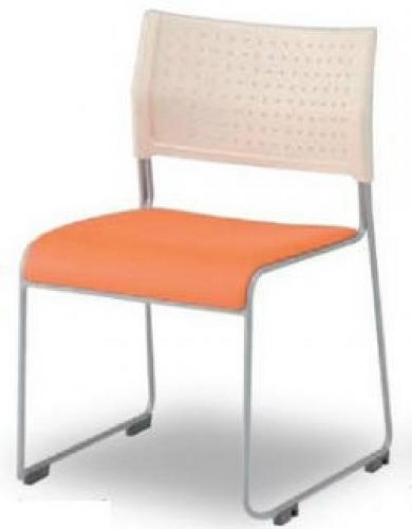 スタッキング　■背面：ホワイト／座面：オレンジ　■新品なら台数揃います！【会議チェア】
                                    新品
            