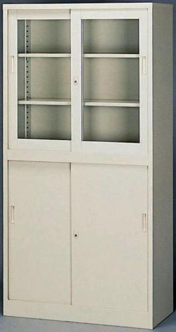 ■ガラス引き違い＆スチール引き違いの一体型コンビ書庫☆新品でこのお値段は御手頃価格！！！☆
                                    新品
            