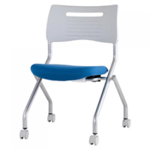  ネスティングチェア　■ブルー（布）　■背：ホワイト（樹脂）【会議チェア】
                                    新品
            