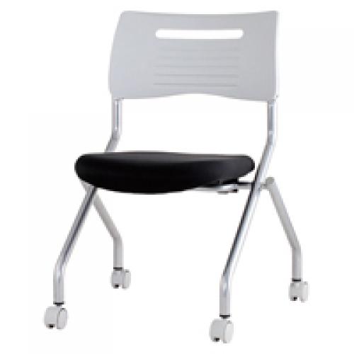  ネスティングチェア　■ブラック（布）　■背：ホワイト（樹脂）【会議チェア】
                                    新品
            