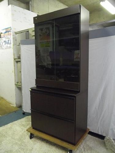 【1台入荷！】役員用書棚　書庫セット　木製家具■上段ガラス両開き　下段2段ラテラル　■高さ1850mm ■上段左上部、下段左上部に剥がれがあります
                                    中古
            