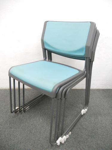 ■スタッキングチェア3脚セット　■ナイキ　■グリーン【会議チェア】
                                    中古
            