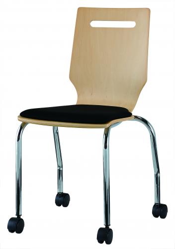 MOE-109　キャスター付き　場が和む木製素材　4個1梱包【会議チェア】
                                    新品
            