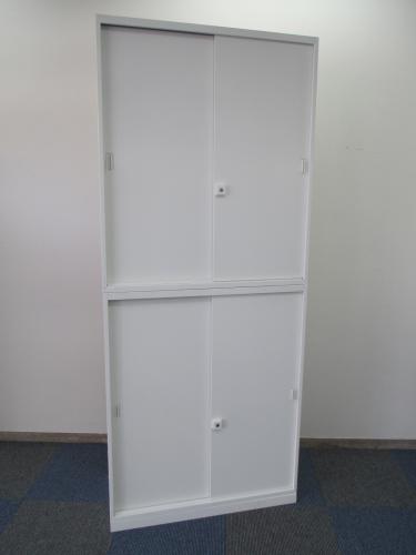 【状態良好】【書庫セット】　オカムラ製　引き違い+引き違のセット　【ホワイト色】
                                    中古
            