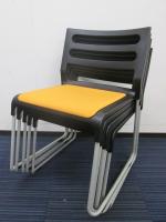 【事務椅子】スタッキングチェア<br>【アイリスチトセ】【色：オレンジ】【状態良好】【会議チェア】
